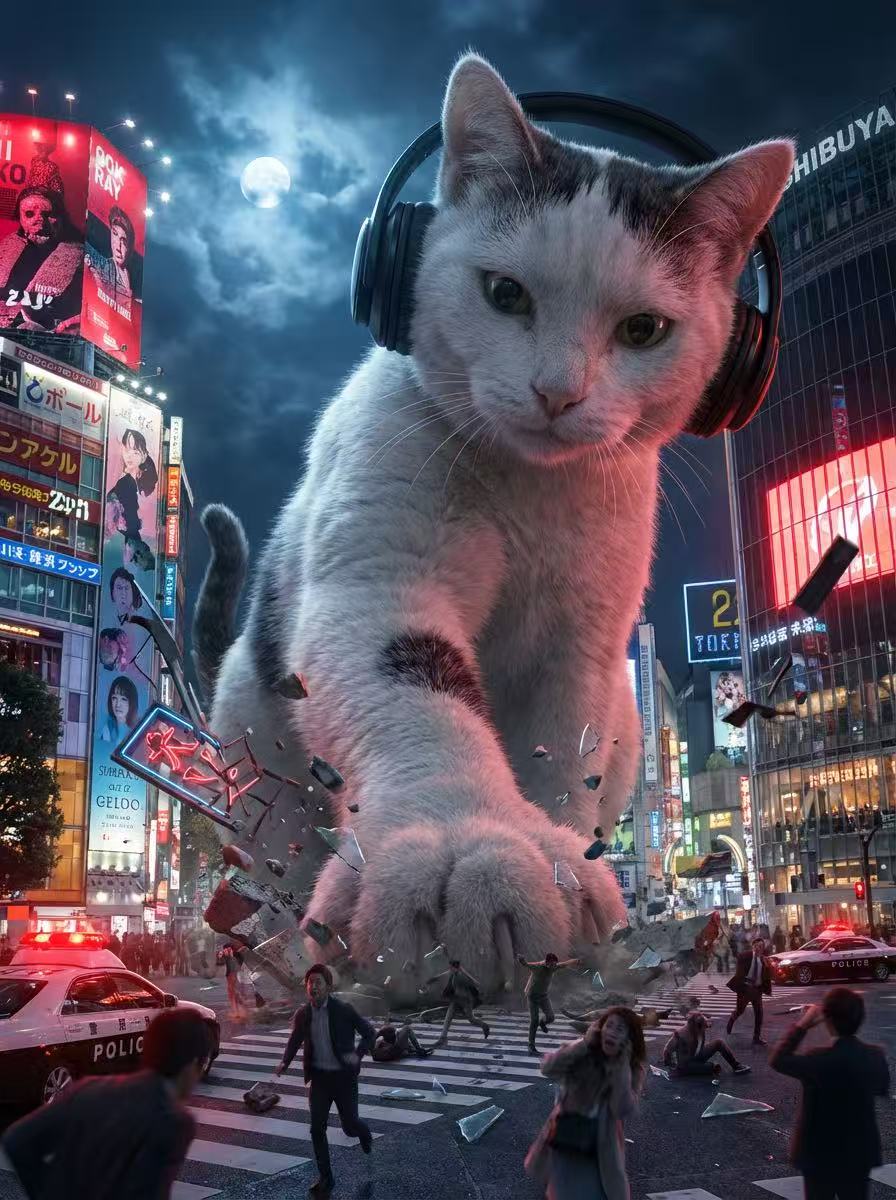 巨大猫猫摧毁城市